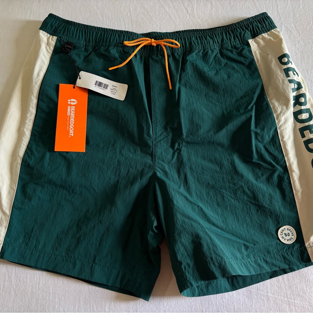 Bearded Goat Green Swim Trunks NWT